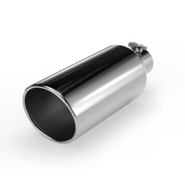 Richeer 3 inch Inlet Exhaust Tip, 6” Outlet 15” Overall Length Stainless Steel Exhaust Tip Surface Polished Finish Universal for Vehicles with 3" O.D. Exhaust Tailpipe, Rolled Edge, Bolt on