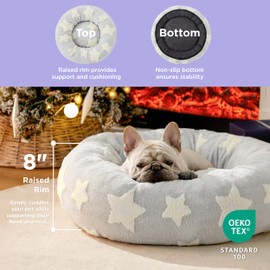 Lesure Donut Small Dog Bed - Round Cat Beds for Indoor Cats Anti-Anxiety Calming Pet Beds, Washable Cute Modern Beds with Teddy Sherpa Plush & Anti Slip Bottom, 30 Inch, Galaxy Grey
