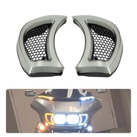 Motorcycle Headlight Vent Accent LED Indicator Side Lights with Turn Signal and Running Light Fit for Harley Road Glide FLTRX FLTRXS CVO Ultra 2015-2023 Clear