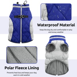 CITÉTOILE Hundemantel für Kleine Hunde,Hundemantel Winter mit Geschirr, Warme Hundejacke, Hundemantel Wasserdicht mit Fleece Gefütterte, Winddichtes Reflektierend Winterweste für Dackel, Bulldogge