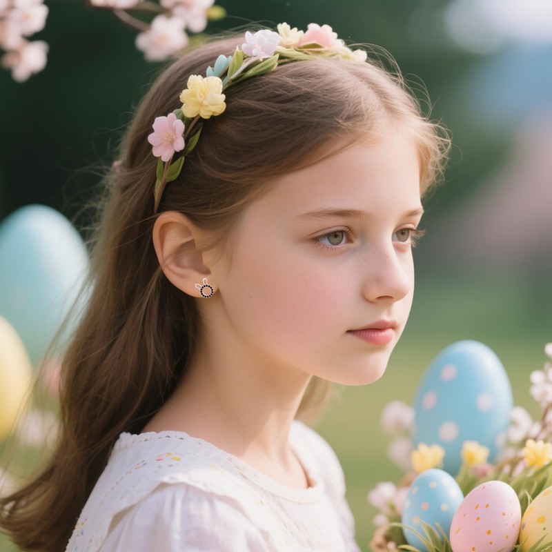 Reffeer Solid 925 Sterling Silver Easter Bunny Earrings Stud for