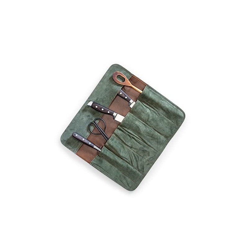 Leather Knife Roll Bag for Chef`s - Premium Knife Roll