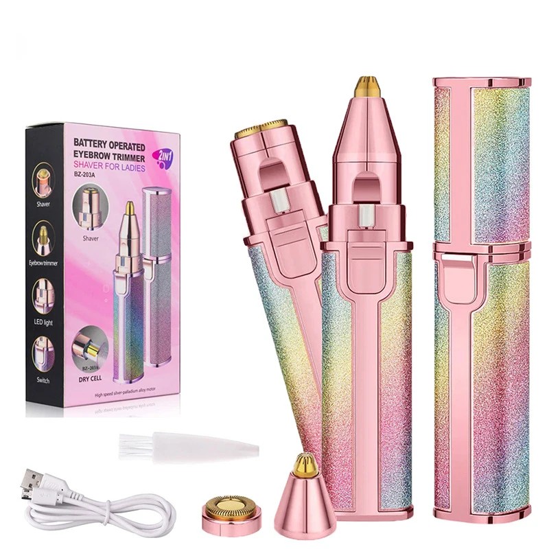 2-in-1 Electric Eyebrow Trimmer for Facial Grooming – USB Rechargeable