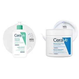 CeraVe Crema Hidratante |454gr| Hidrante diario para rostro y cuerpo para piel seca + Gel Limpiador Espumoso Diario para Piel Mixta, Grasa o con Acné 236ml