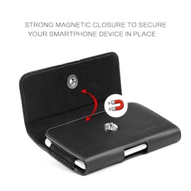 AISCELL Carrying Case Holster for Moto e (2020), Moto g Fast,Edge+, Moto E5 Plus,G7 Power, One Zoom,Premium Black Leather Pouch Belt Clip Holster with Magnetic Closure (Fits Cover Case on)