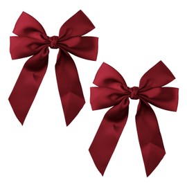 Tabanzhe Bow Hair Clips-2PCS Bowknot Hairpin French Solid Color Hair Barrette Soft Satin Silky Cute Hair Fastener Accessories Gifts for Women Girls(Red and Pink)