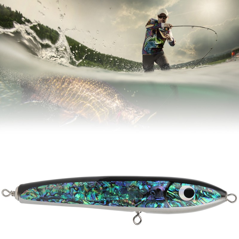 Fish Lure Abalone Shell Fishing Bait Wooden Crankbait for Tuna