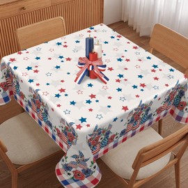 uwdfnwuif 4th of July Tablecloth Waterproof Patriotic Table Cloths for Memorial Day, Independence Day Indoor Outdoor Dining Room-60"*60" Square