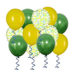 XIKSXITN 12 Inch Yellow Green Latex Balloons，Yellow Green Confetti Balloons for Party Decorations，Pack of 50