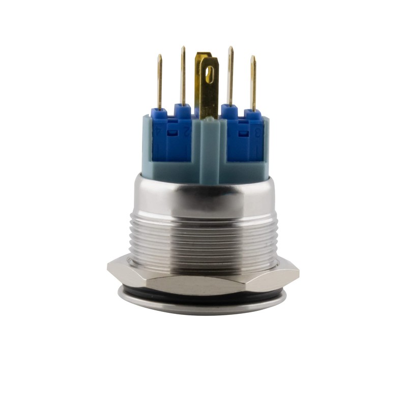 SeKi Stainless Steel Push Switch Diameter 25 mm Locking Curved