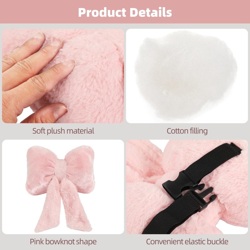 Toyosport 2 Pcs Plush Bowknot Car Headrest Pillows, 8.3 x