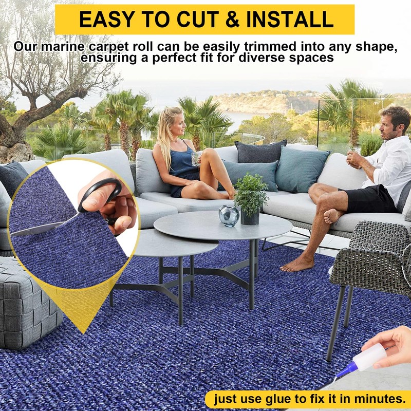 Grefinity Marine Carpet,6 FT x 10 FT Deep Blue Indoor