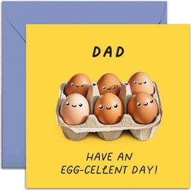 Old English Co. Fun Birthday Cards for Men and Women - Egg-cellent Birthday Card for Dad - Father's Day Card for Him - Humorous Birthday Card for Family | Blank Inside with Envelope