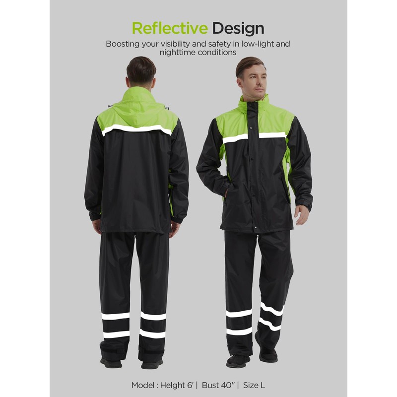 ProHydra Mens Rain Suits with Air Vents Reflective Stripes Waterproof