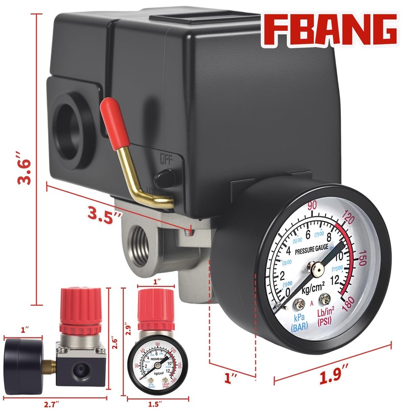 FBANG Air Compressor Pressure Switch Control Valve, 90-120PSI Pressure Regulator
