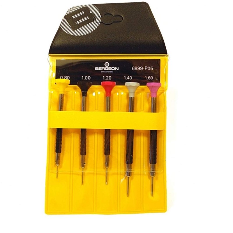 BERGEON Delrin 6899-P05 Screwdriver Set - 5 Pieces - Stainless