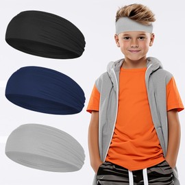 Youth Sports Headbands 3 PCS - Lightweight, Breathable and Sweat Absorbing, Ideal for Football, Basketball and More