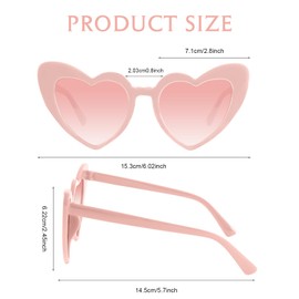 Bouiexye 5 Pack Pink Heart Sunglasses Bachelorette Vintage Heart Shaped Glasses for Wedding Bridesmaid Party Favor Accessories