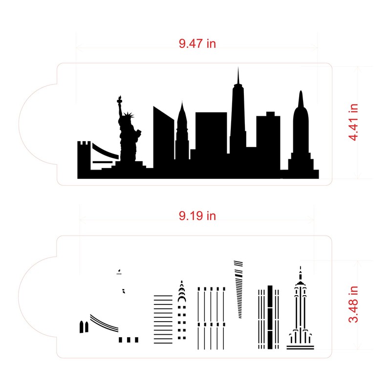 New York City Detailed Skyline Cake Stencil Side C1000 by