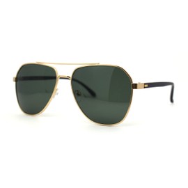 SA106 Mens Polarized Classic Air Force Pilot Officer Metal Sunglasses Gold Matte Black Green