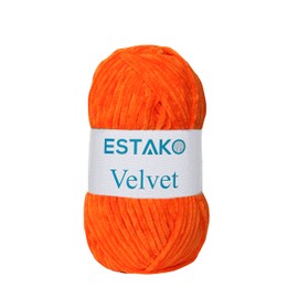 Estako - Manta de felpilla de terciopelo amigurumi para ganchillo y tejer súper voluminosa, 100 gr (1710 - naranja)