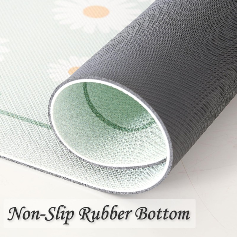 Floral Non Slip Bath Mat, Rubber Backing Ultra Thin Spring