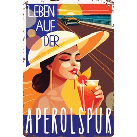 14 x 20 cm Retro Tin Sign, Bar Sign, Cocktail Recipe, Summer Feeling - Aperol Spritz - Prosecco (Life on the Aperol Track)