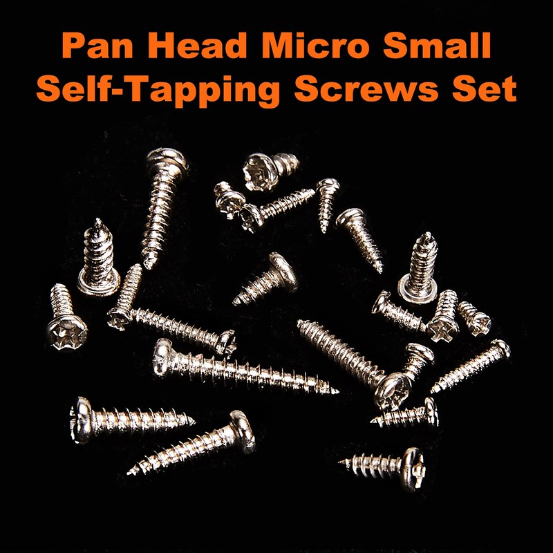 1100Pcs Nickel-Plated M1.2,M1.4,M1.5,M2 Round Pan Head Tapping Screws Laptop Notebook
