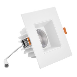 Maxxima 4 in. Low Kelvin Ultra-Thin Square Recessed Anti-Glare LED Downlight, Canless IC Rated, 1200 Lumens, 3 Color Temperature Selectable 2200K/2400K/2700K 3 CCT, Dimmable, Junction Box Included