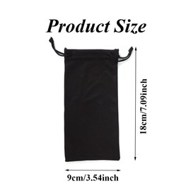 QUUPY 2Pcs 18x9CM Microfiber Glasses Pouch Eyeglasses Case Bag Portable Drawstring Sunglasses Cleaning Storage Pouches for Women Men(Black+Grey)