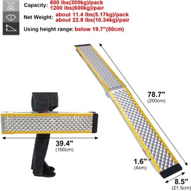 Ruedamann 1PC 79'' Aluminum Dirt Bike Ramp, 600 lbs Capacity, Folding Motorcycle Loading Ramp for Truck, Powersports Ramp for Lawn Mower, ATV, UTV, Bike, E-Bike