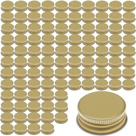 gouveo Set of 100 Screw Caps Polypropylene 31.5 Gold and 28 Page Flaschendiscount Recipe Booklet for Bottles Aluminium Bottle Caps
