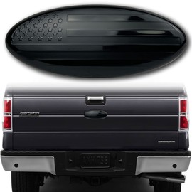 9 Inch Oval Black American Flag Front Grille Tailgate Emblem Adhesive Tape Sticker Badge Compatible with Ford Escape Excursion Expedition F150 F250 F350 Freestyle (9", Black)
