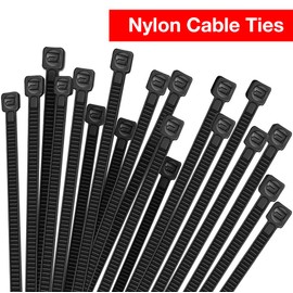 100 Pcs Cable Ties, 200mm x 4mm Strong Nylon Zip Ties Wraps, Black