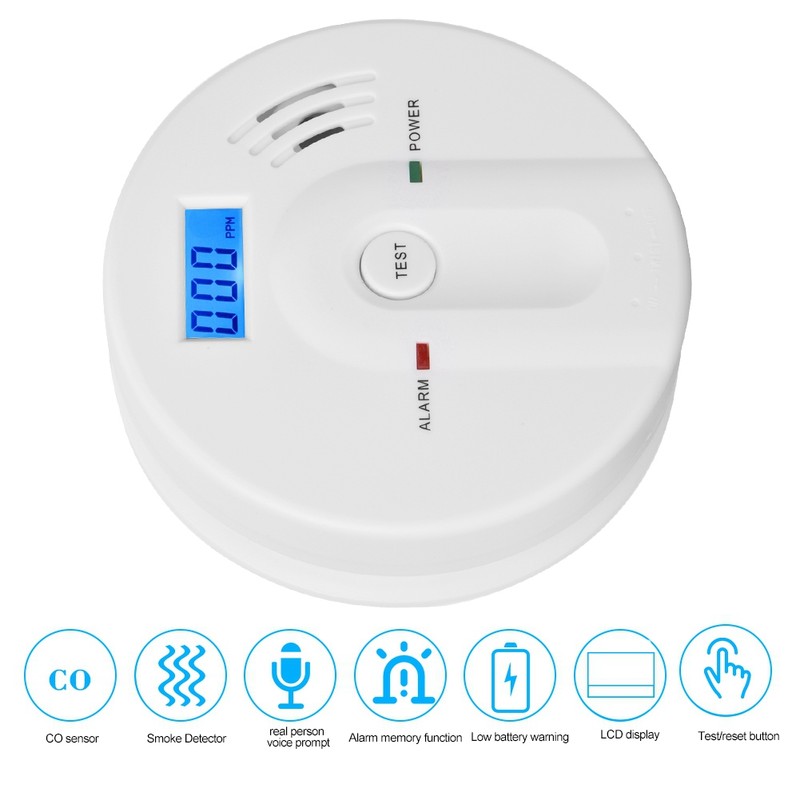 LCD Display Digital Carbon Monoxide Gas Poisoning Sensor Alarm Warning