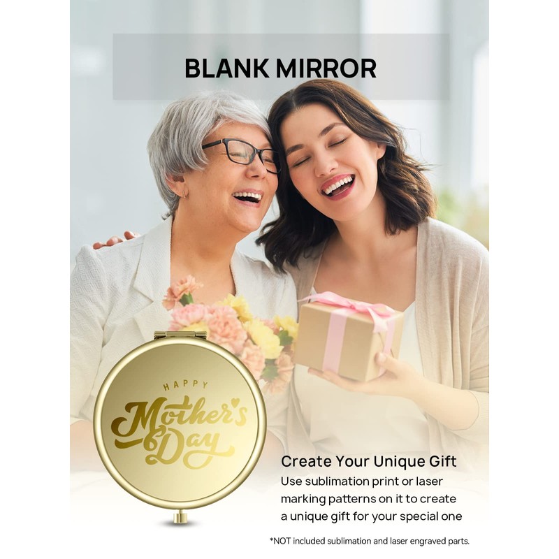 Getinbulk Compact Mirror for Purse, Double-Sided 1X/2X Magnifying Metal Pocket
