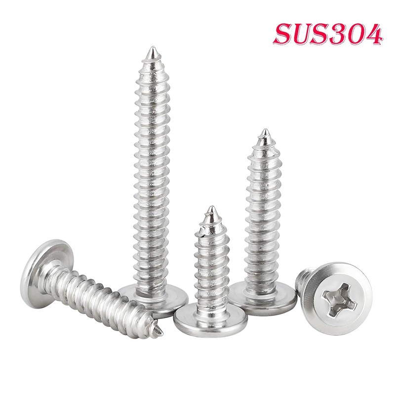 Qrity 20pcs Self Tapping Screws, 304 Stainless Steel Phillips Flat