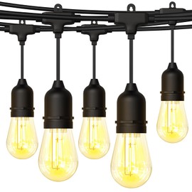 JSXing Guirnalda de Luces LED Exterior 15M,15+2 Focos LED Alto Brillo S14, Certificación UL, Serie de Luz Vintage Decorativas para Iluminación de Jardin Patio Boda Hogar Cuarto Navidad