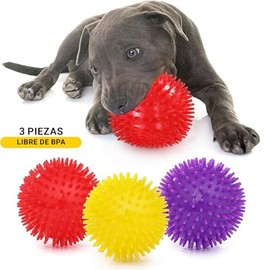 Wolfi Pelotas para Perro, Juguetes de Pelota Masticable,Pelota Interactiva de Goma, Juguete para Cachorros, Pelotas Chirriantes de 2.5 Pulgadas, (Gran