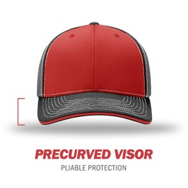 Richardson Unisex 172 Trucker Pulse Sportmesh R-Flex Baseball Cap, Tri Red/Charcoal/Black, Large/X-Large