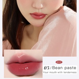 Lipgloss, Langlebige Feuchtigkeitsspende Lip Gloss Spiegelfinish Flüssigkeit Lippenstift, Glatter Und Feuchtiger Antihaftbecher Lippgloss Für Mädchen Make Up (03 Bean Paste, 5 ml)