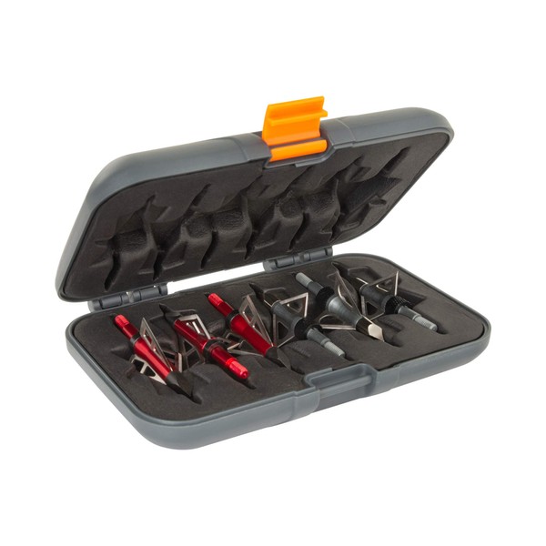 Allen Company Titan Broadhead Box & Caddy - Holds 6 Broadheads with Closed Width Up to 1-3/8" - Outdoor Storage for Bow, Compound Bow, Crossbow Accessories - Gray/Orange