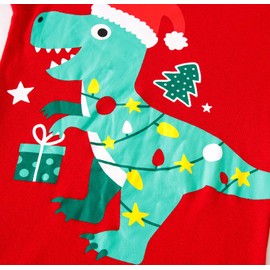 TEDD Children's Christmas Pyjamas Boys Pyjamas Long Sleeve Cotton Girls Two Piece Pyjamas Set Winter Sleepwear Size 1-12 Years, Christmas dinosaurs, 7-8 Jahre