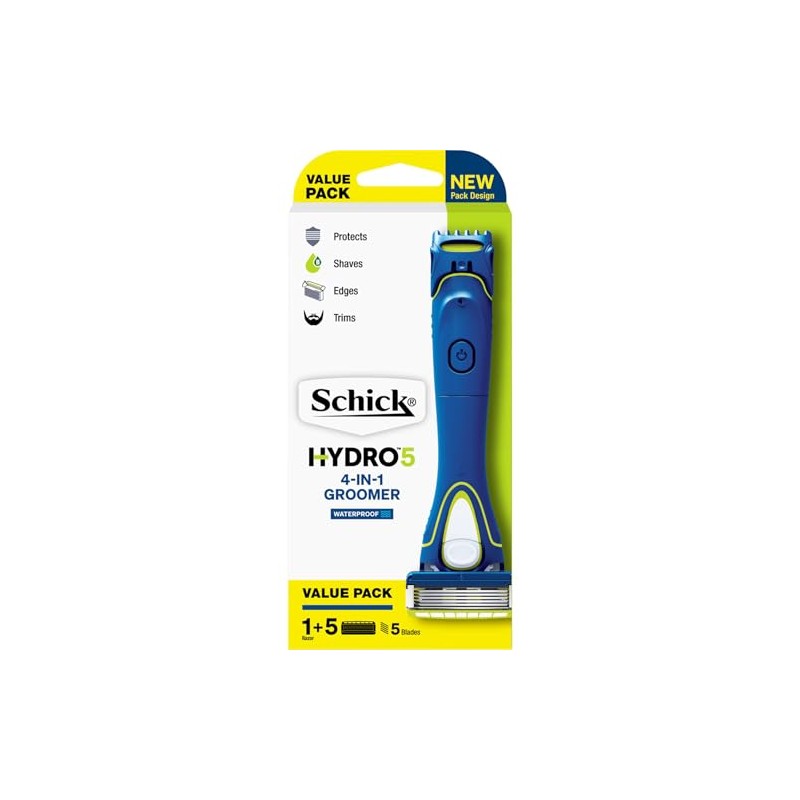 Schick Hydro 5 Groomer Razor Kit for Men, 4-In-1 Power