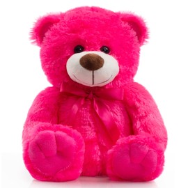 WENMOTDY Super Color Teddy Bear Stuffed Animals Plush Toy for Children Girlfriend Family Congratulations Baby Shower Birthday Hot Pink 14 inch