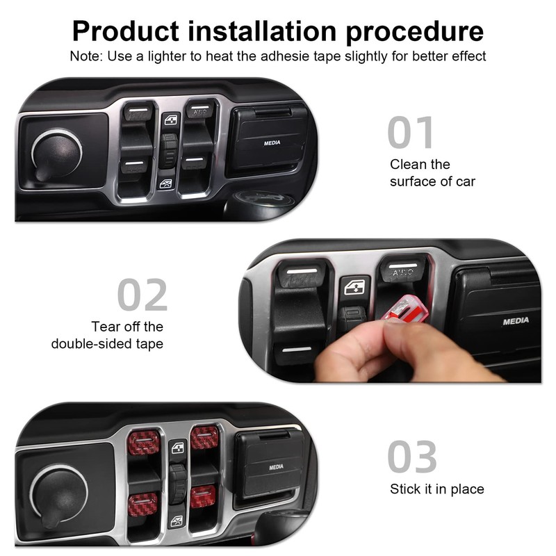 CheroCar for Jeep JL Window Switch Button Cover Trim Interior