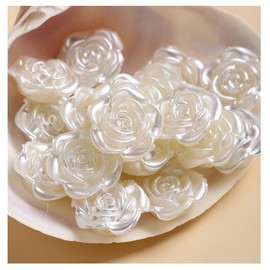 Wisafory Pack of 200 White Pearls Flowers Jewellery Beads for Crafts Artificial Pearls Without Hole Craft Beads Loose Flower Beads Small Flower Beads Plastic Beads for DIY Jewellery Making 12 mm