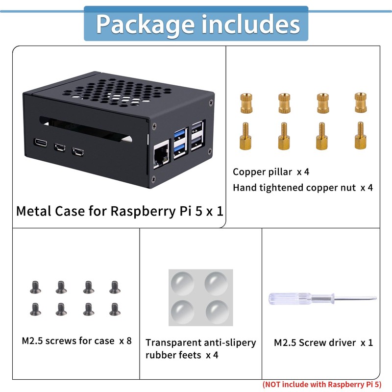 GeeekPi Metal Case for Raspberry Pi 5, PCIe M.2 NVMe