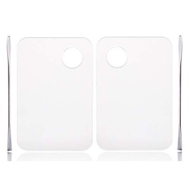 ONLYKXY 2 Pieces Makeup Palette and Spatula, Acrylic Cosmetic Palette, Nail Art Eye Shadow Lipsticks Mixing Makeup Tools