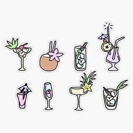 Magnet Variety Cocktail Drinks Magnet Bumper Sticker Car Magnet Flexible Reuseable Magnetic Vinyl 5"